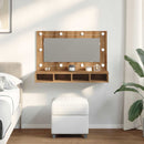 spejlskab med LED kunstig eg 90x31,5x62 cm