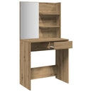 makeupbord med spejl 74,5x40x141 cm kunsteg