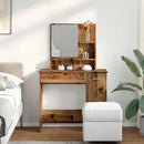 makeupbord med spejl 86,5x35x136 cm gammelt træ-look