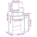 makeupbord med spejl 86,5x35x136 cm gammelt træ-look