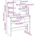 makeupbord med spejl 96x39x142 cm gammelt træ-look