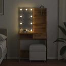 makeupbord med LED-lys 74,5x40x141 cm kunsteg