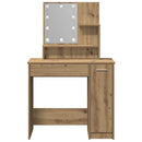 makeupbord med LED-lys 86,5x35x136 cm kunsteg