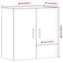 vægskab 60x31x60 cm konstrueret træ antikt træ