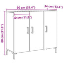 skab 90x34x80 cm konstrueret træ egetræsfarve