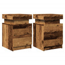 sengeborde 2stk. 35x39x55cm LED konstrueret træ gammelt trælook