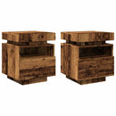 sengeborde 2 stk. med LED-lys 40x39x48,5 cm antikt træ