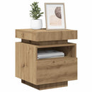 sengebord med LED-lys 40x39x48,5 cm kunsteg