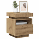 sengeborde 2 stk. med LED-lys 40x39x48,5 cm kunsteg