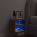 væghængt tv-bord med LED-lys 30x28,5x30 cm artisan egetræsfarve