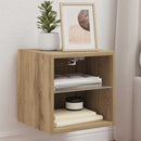 væghængt tv-bord med LED-lys 30x28,5x30 cm artisan egetræsfarve