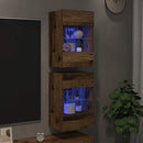væghængte skabe til TV 2 stk. med LED-lys 40x30x60,5 cm antikt træ