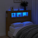 sengegavl m. LED-lys 120x18,5x103,5 cm konstrueret træ kunsteg