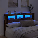 sengegavl med LED 180x18,5x103,5 cm konstrueret træ antikt træ