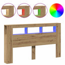 sengegavl m. LED-lys 180x18,5x103,5 cm konstrueret træ kunsteg
