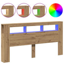 sengegavl m. LED-lys 200x18,5x103,5 cm konstrueret træ kunsteg