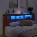 sengegavl m. LED-lys 200x18,5x103,5 cm konstrueret træ kunsteg