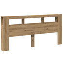 sengegavl m. LED-lys 220x18,5x103,5 cm konstrueret træ kunsteg