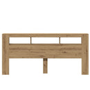 sengegavl m. LED-lys 220x18,5x103,5 cm konstrueret træ kunsteg