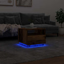 sofabord med LED-lys 50x49x40 cm gammelt træ-look