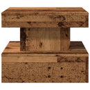 sofabord med LED-lys 50x50x40 cm gammelt træ-look