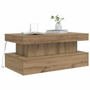 sofabord med LED-lys 90x50x40 cm kunsteg