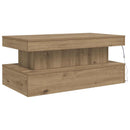 sofabord med LED-lys 90x50x40 cm kunsteg