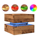 sofabord med LED-lys 50x50x40 cm gammelt træ-look