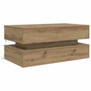 sofabord med LED-lys 90x50x40 cm kunsteg