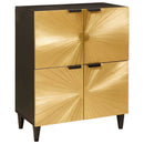 Sideskab Sort og Guld 60 x 33,5 x 75 cm Massivt mangotræ