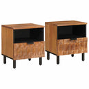 Natskab med skuffe 2 pcs Brun 40 x 33 x 46 cm Massivt mangotræ