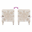 Natskab 2 pcs Hvid 40 x 33,5 x 46 cm Massivt mangotræ
