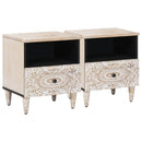 Sengekabinett 2 pcs Hvid 40 x 33 x 46 cm Massivt mangotræ
