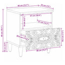 Sengekabinett 2 pcs Hvid 40 x 33 x 46 cm Massivt mangotræ