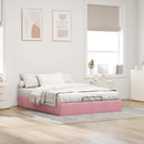 osmannisk sengeramme uden madras 140x190 cm fløjl lyserød