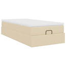 osmannisk sengeramme med madras 80x200 cm stof cremefarvet