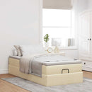 osmannisk sengeramme med madras 90x190 cm stof cremefarvet