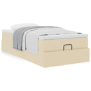 osmannisk sengeramme med madras 90x190 cm stof cremefarvet
