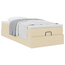 osmannisk sengeramme med madras 90x190 cm stof cremefarvet