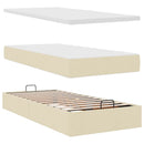 osmannisk sengeramme med madras 90x190 cm stof cremefarvet