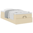 osmannisk sengeramme med madras 90x200 cm stof cremefarvet