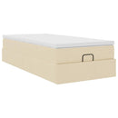 osmannisk sengeramme med madras 90x200 cm stof cremefarvet