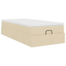 osmannisk sengeramme med madras 90x200 cm stof cremefarvet