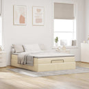osmannisk sengeramme med madras 140x190 cm stof cremefarvet