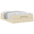 osmannisk sengeramme med madras 140x190 cm stof cremefarvet
