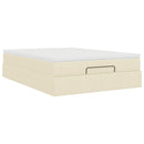 osmannisk sengeramme med madras 140x190 cm stof cremefarvet