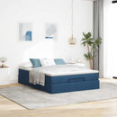 osmannisk sengeramme med madras 140x190 cm stof blå