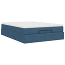 osmannisk sengeramme med madras 140x190 cm stof blå