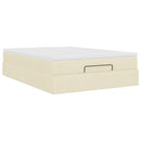 osmannisk sengeramme med madras 140x200 cm stof cremefarvet