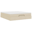osmannisk sengeramme med madras 160x200 cm stof cremefarvet